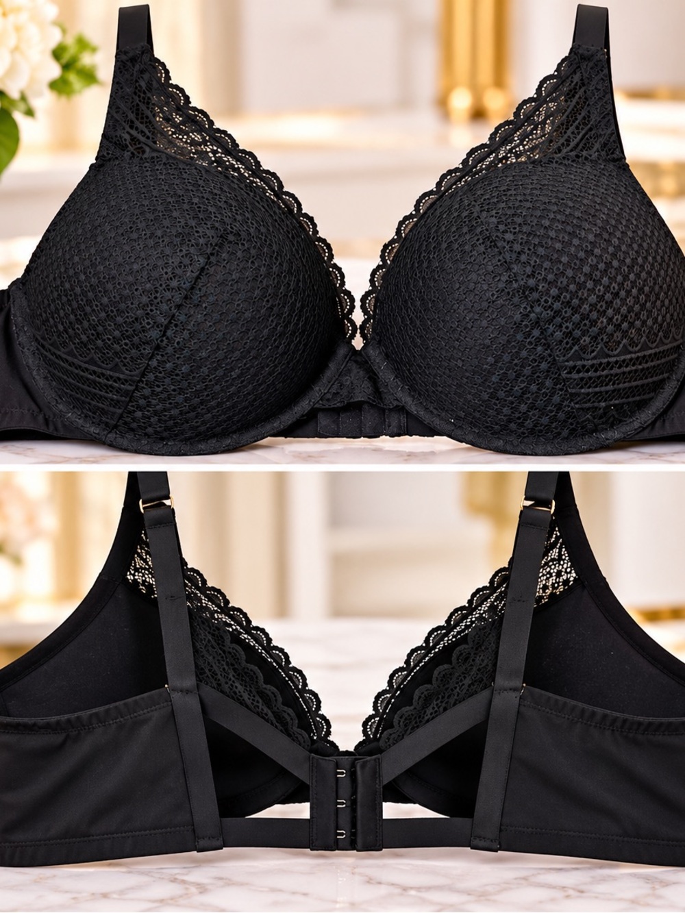 Black Lace Seamless Push-Up Bra - Women Intimates